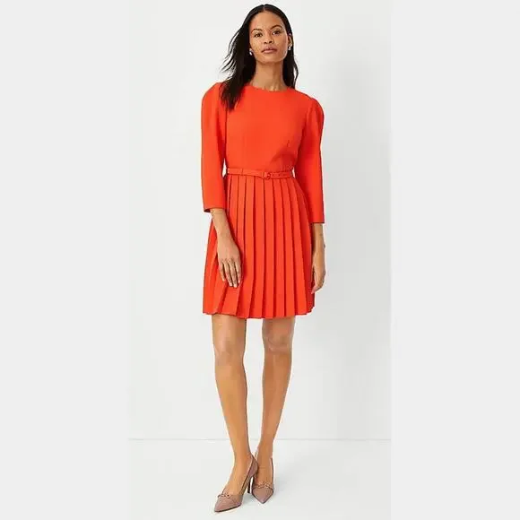 Ann Taylor | Dresses | Ann Taylor Womens Pleated Belted Flare Dress Size 6  | Poshmark
